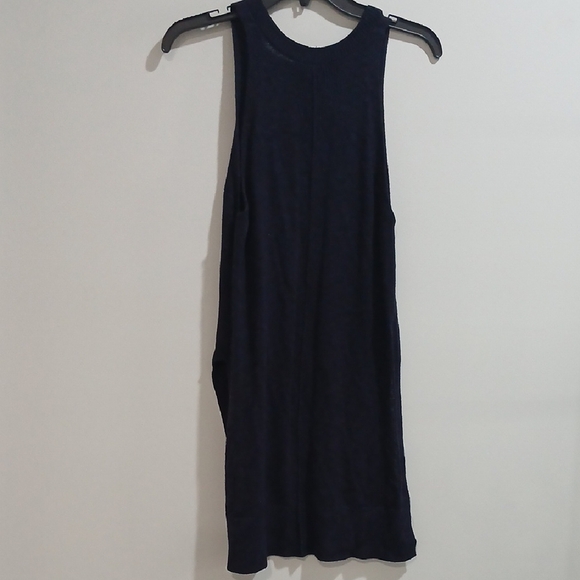 Anthropologie Blue Asymmetrical Cut Out Tank Top - Picture 4 of 9